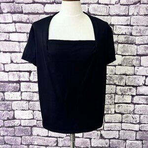 Talbots Black Square Neck Short Sleeve Blouse Size 1X